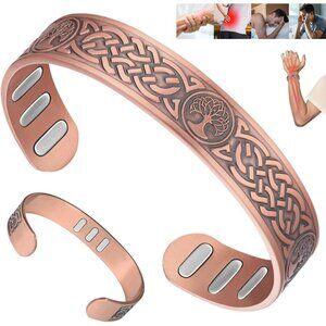 Lightweight Tree of Life Copper Bracelet for Men - 5000 Gauss Magnetic Power